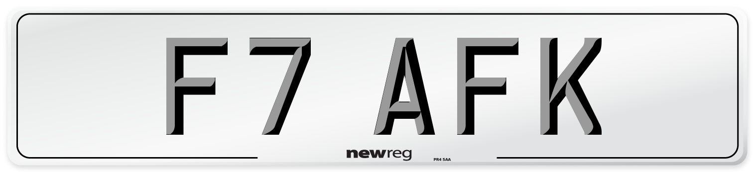 F7 AFK Number Plate from New Reg